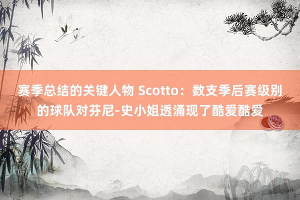 赛季总结的关键人物 Scotto：数支季后赛级别的球队对芬尼-史小姐透涌现了酷爱酷爱