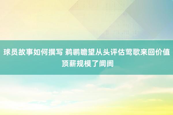 球员故事如何撰写 鹈鹕瞻望从头评估莺歌来回价值 顶薪规模了阛阓