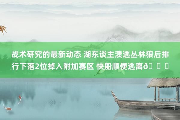 战术研究的最新动态 湖东谈主溃逃丛林狼后排行下落2位掉入附加赛区 快船顺便逃离😋