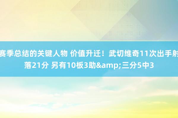 赛季总结的关键人物 价值升迁！武切维奇11次出手射落21分 另有10板3助&三分5中3